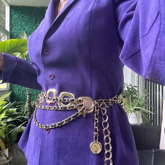 70s DARK PURPLE Ultra Suede Skirt Suit Matching Set Jacket - Picture 6 of 9